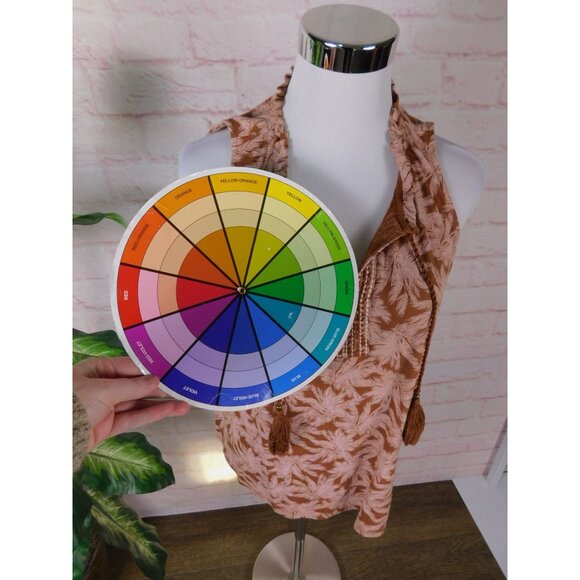 J Jill Petite Boho Sleeveless Tassel Top S Brown Pink Palm Print - Picture 11 of 11